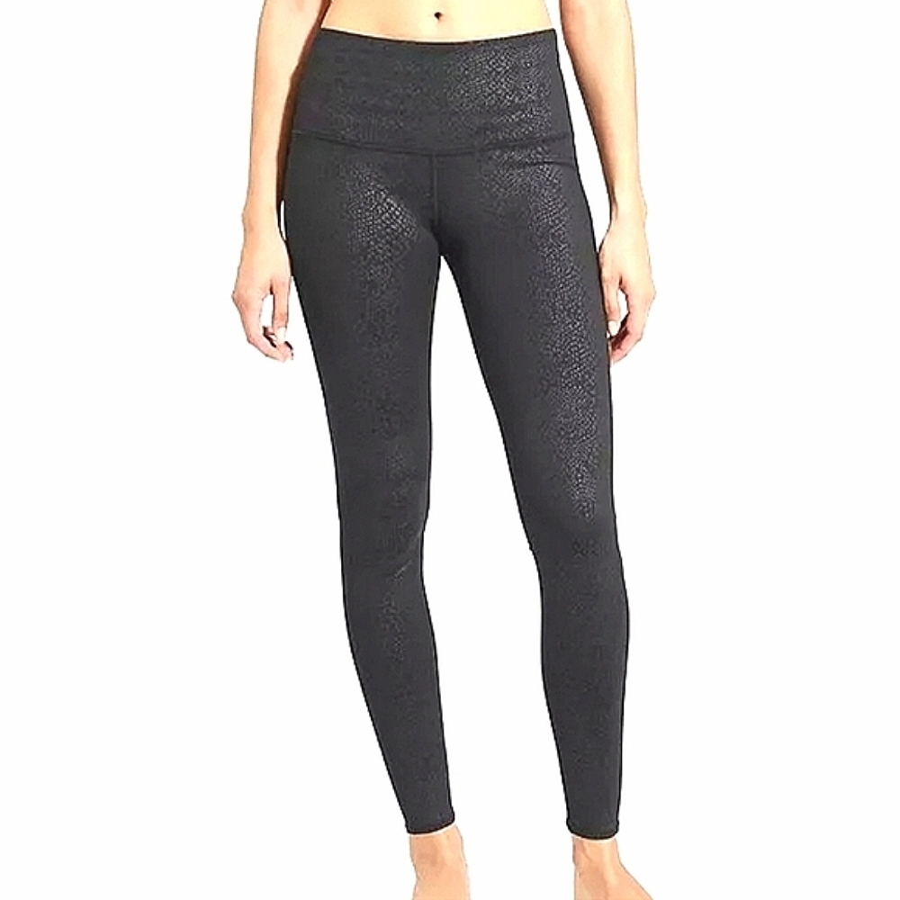 Athleta High Rise Serpent Chaturanga Black Leggings Animal Print Snakeskin M